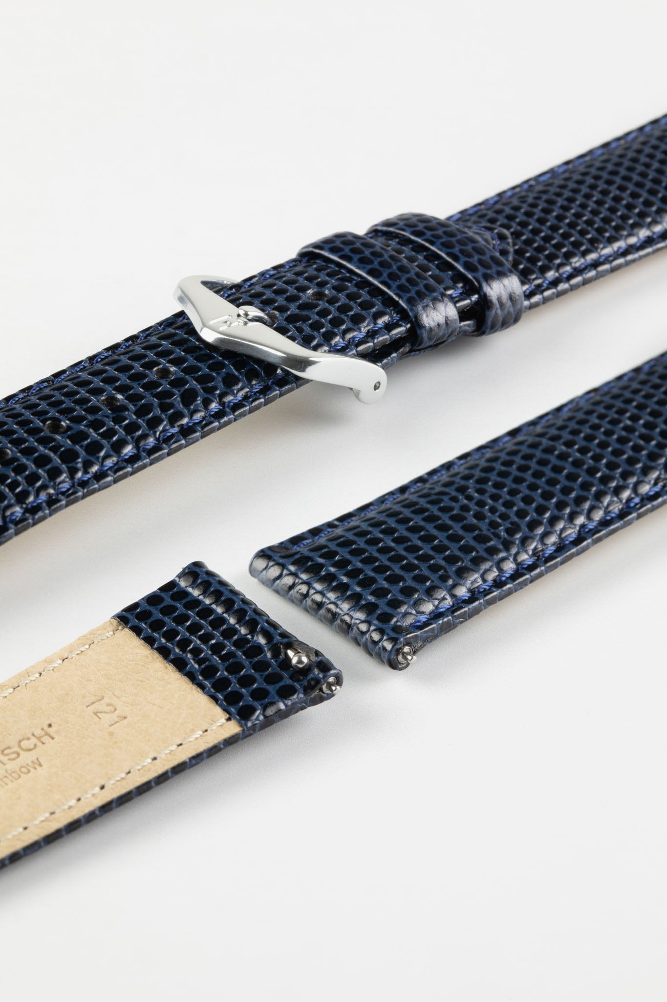 Hirsch RAINBOW Lizard Embossed Leather Quick-Release Watch Strap in BLUE