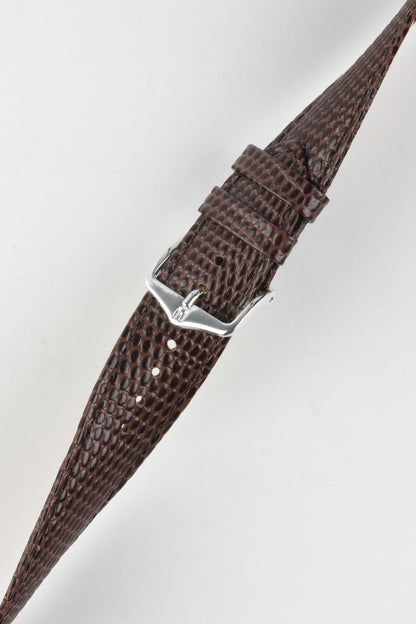 Hirsch RAINBOW Lizard Embossed Quick-Release Leather Watch Strap in BROWN