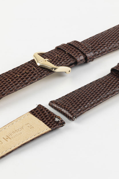 Hirsch RAINBOW Lizard Embossed Quick-Release Leather Watch Strap in BROWN