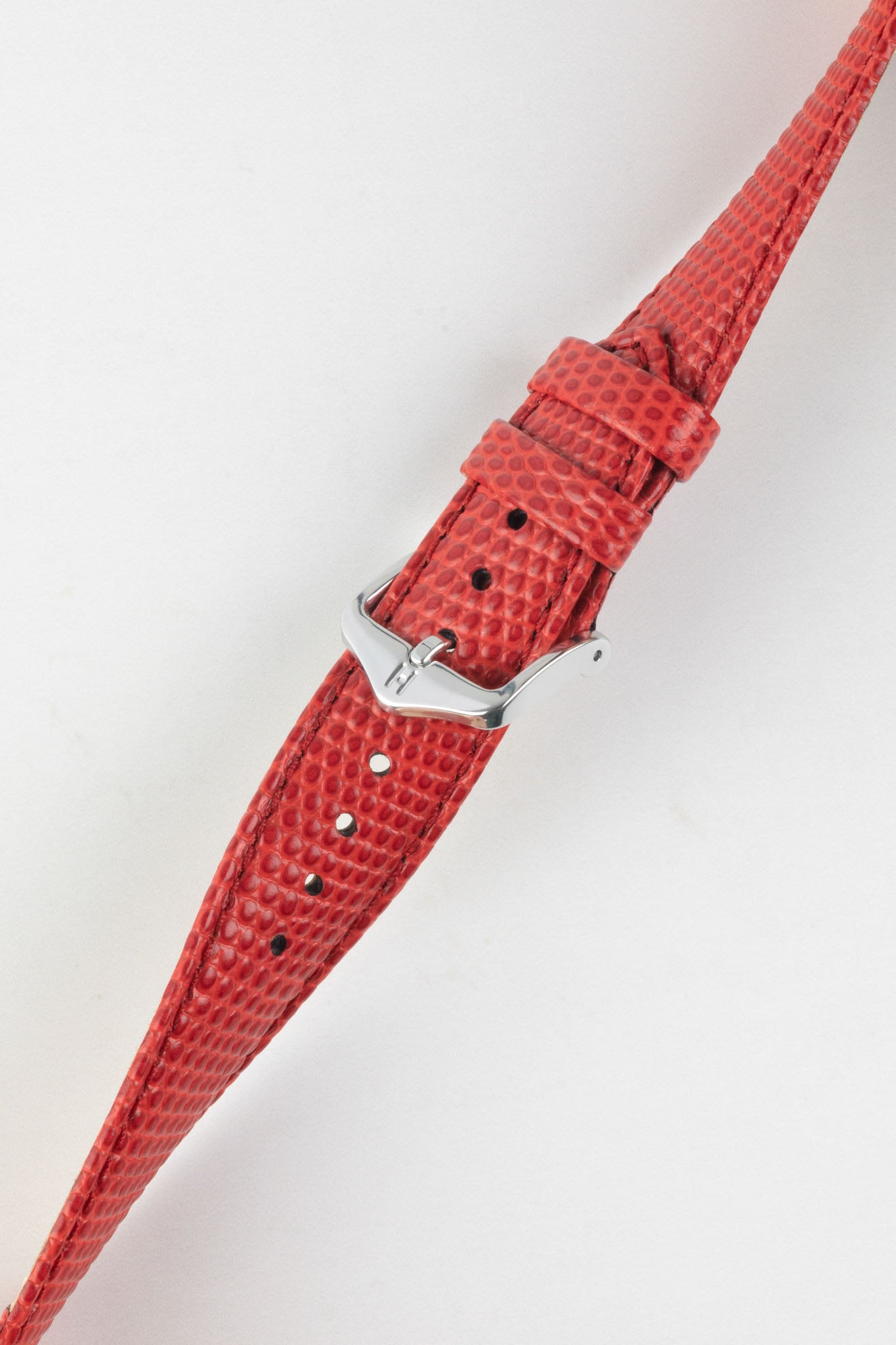 Hirsch RAINBOW Lizard Embossed Leather Watch Strap in RED