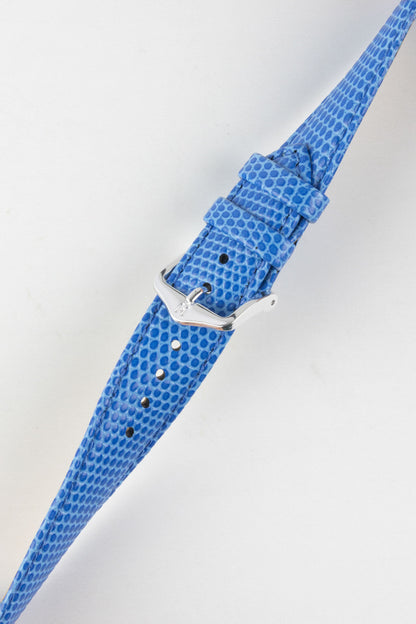 Hirsch RAINBOW Lizard Embossed Leather Watch Strap in ROYAL BLUE