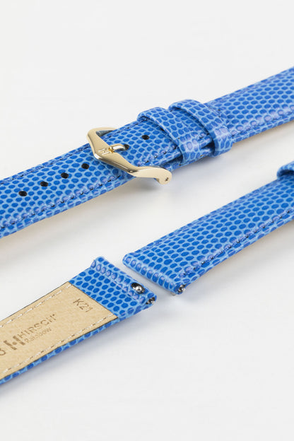 Hirsch RAINBOW Lizard Embossed Leather Watch Strap in ROYAL BLUE