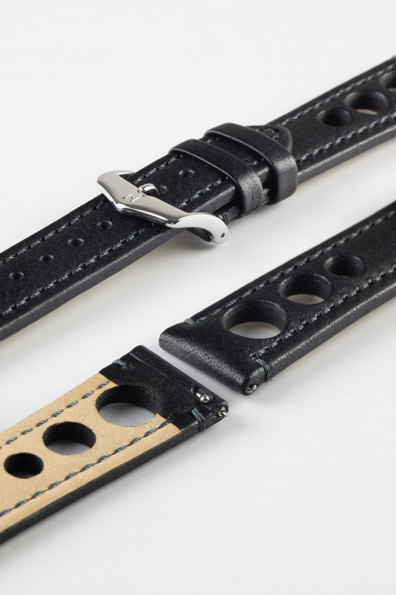 Natural Leather Watch Strap Black Hirsch Straps – HS by