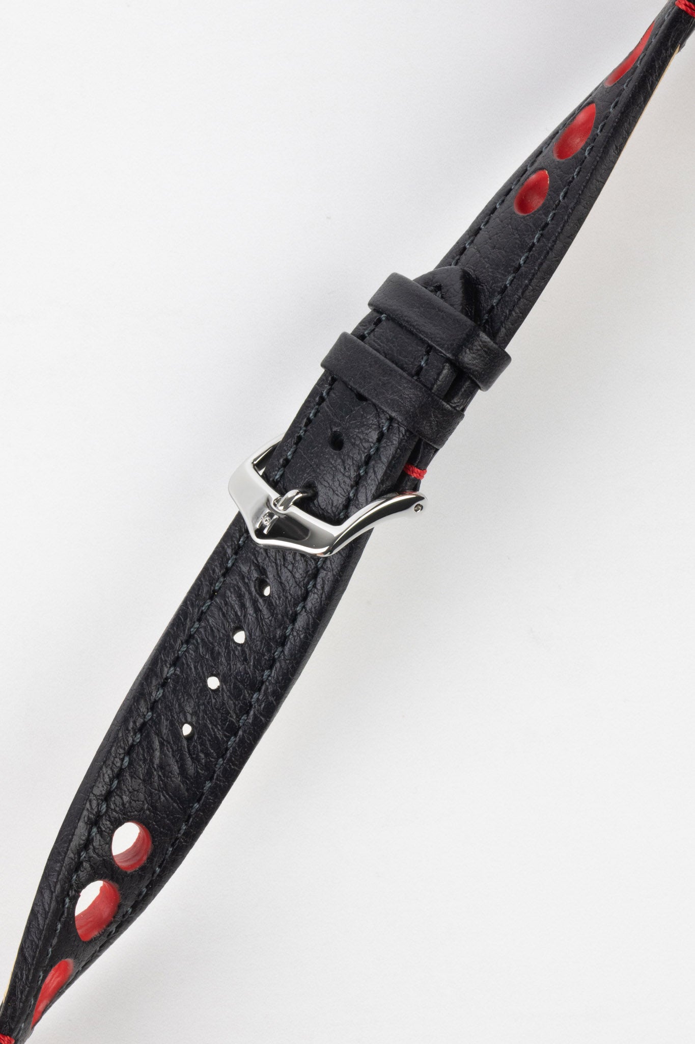 black and red leather watch strap 