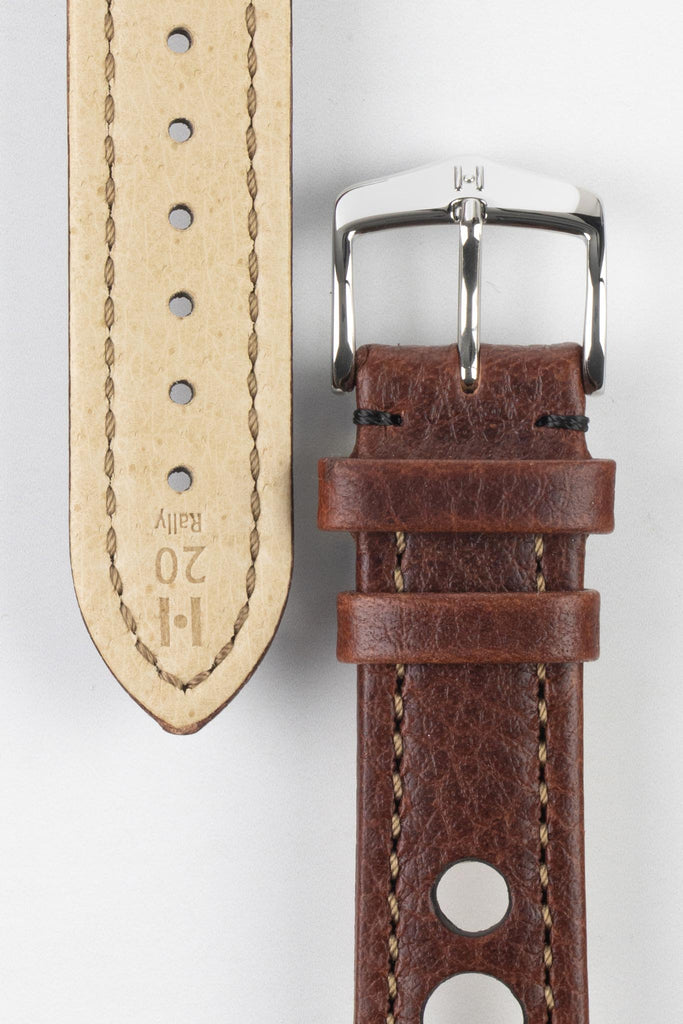 Brown Leather Racing Watch Strap with silver buckle