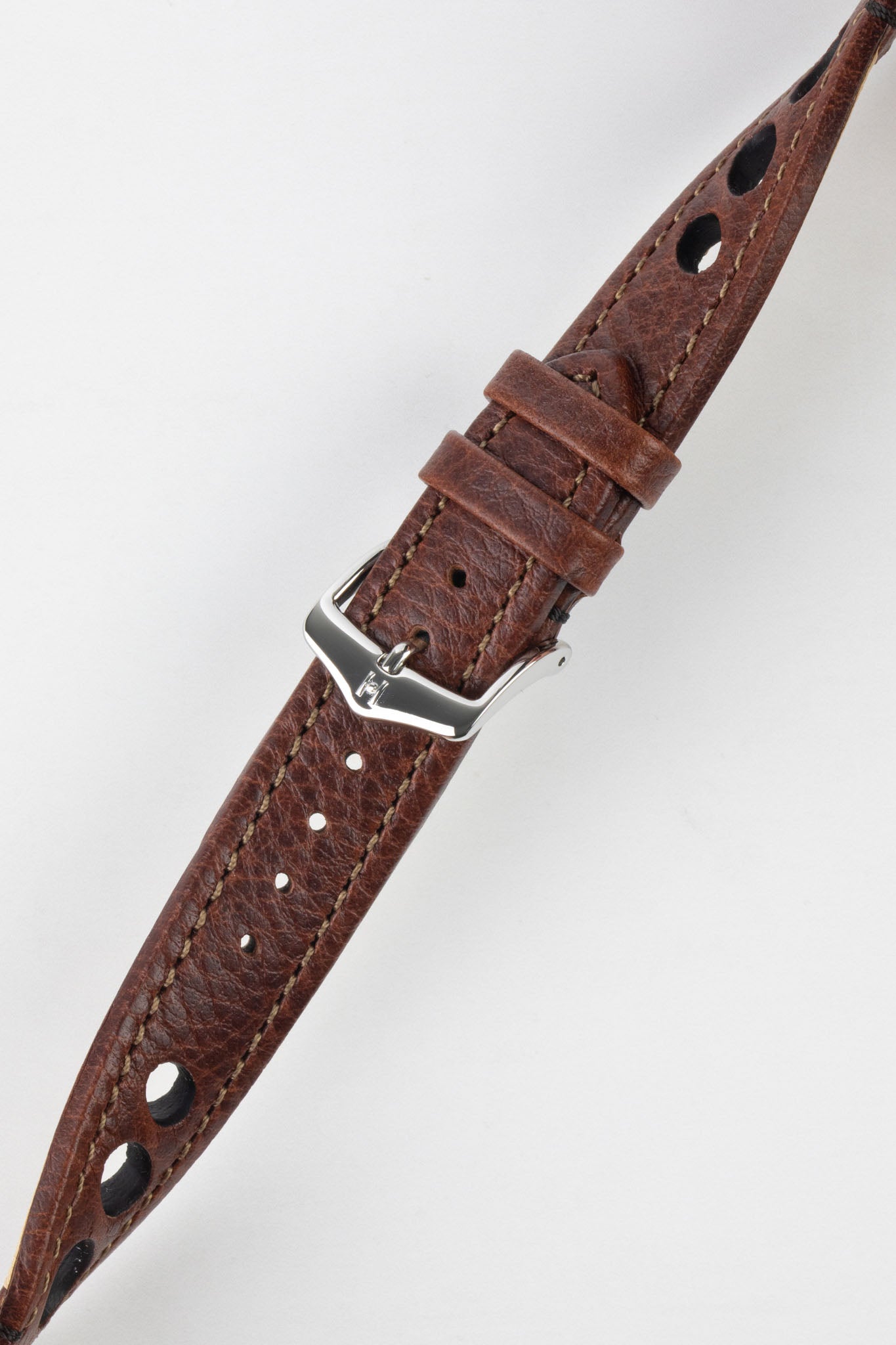 Brown Leather Racing Watch Strap