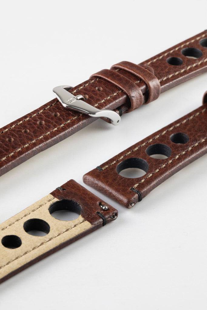 Leather Racing Watch Strap in brown