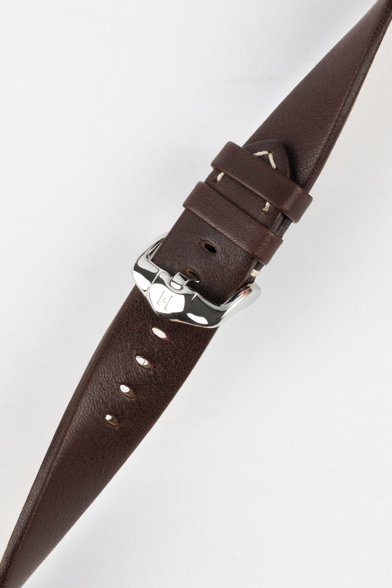 Hirsch RANGER Retro Leather Parallel Watch Strap in BROWN