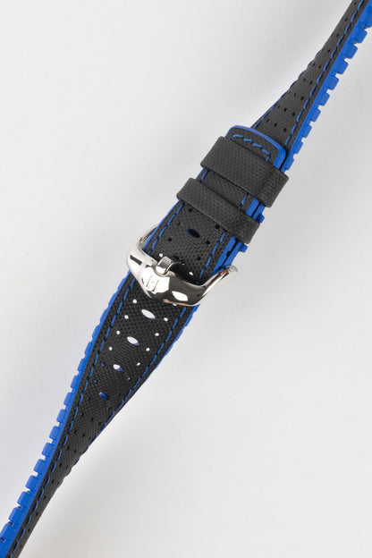 Hirsch ROBBY Sailcloth Effect Performance Watch Strap in BLACK / BLUE