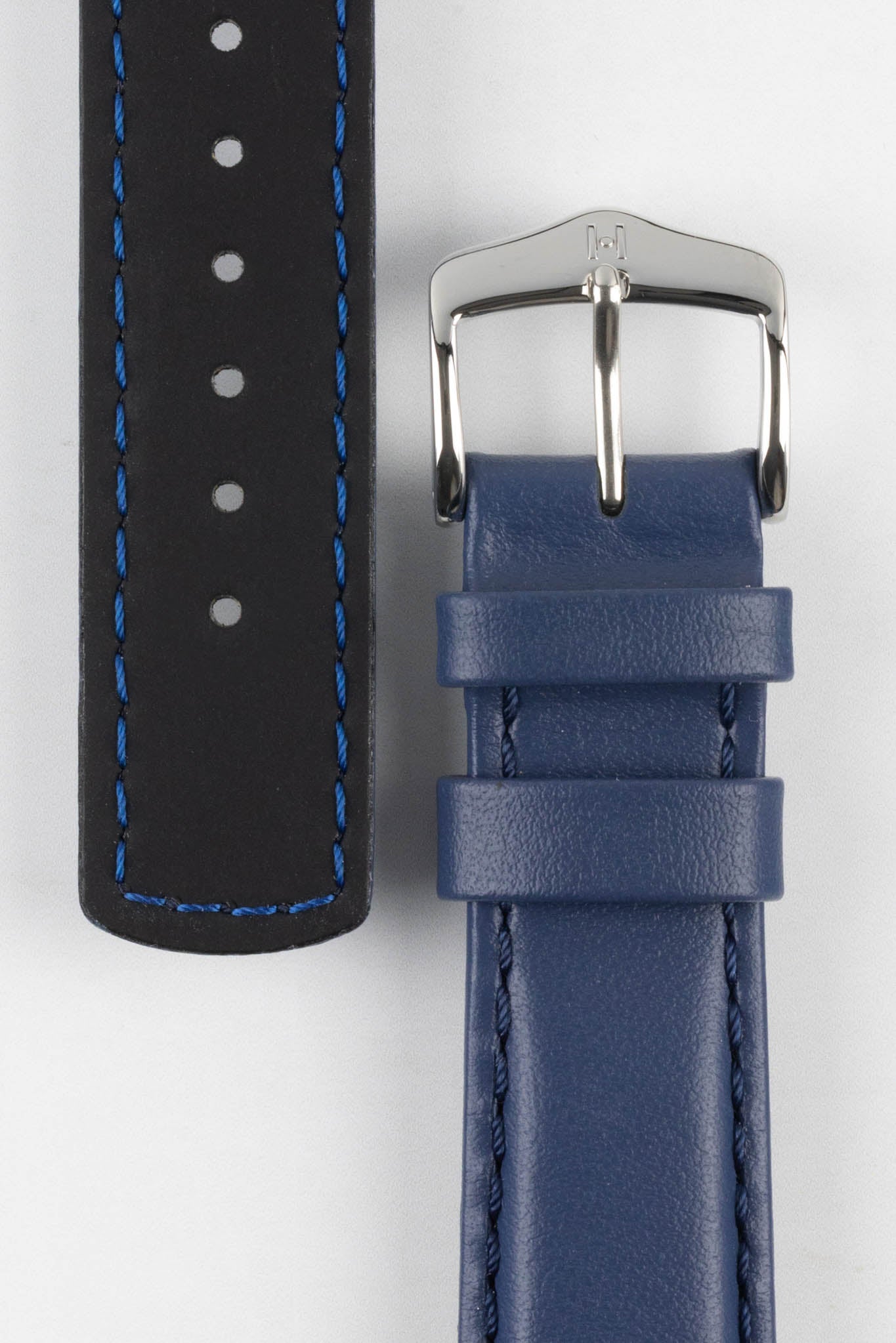 Hirsch RUNNER Water-Resistant Calf Leather Watch Strap in BLUE