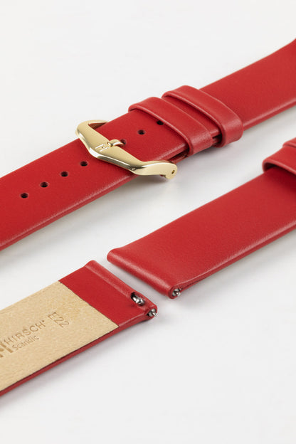 Hirsch SCANDIC Calf Leather Watch Strap in RED