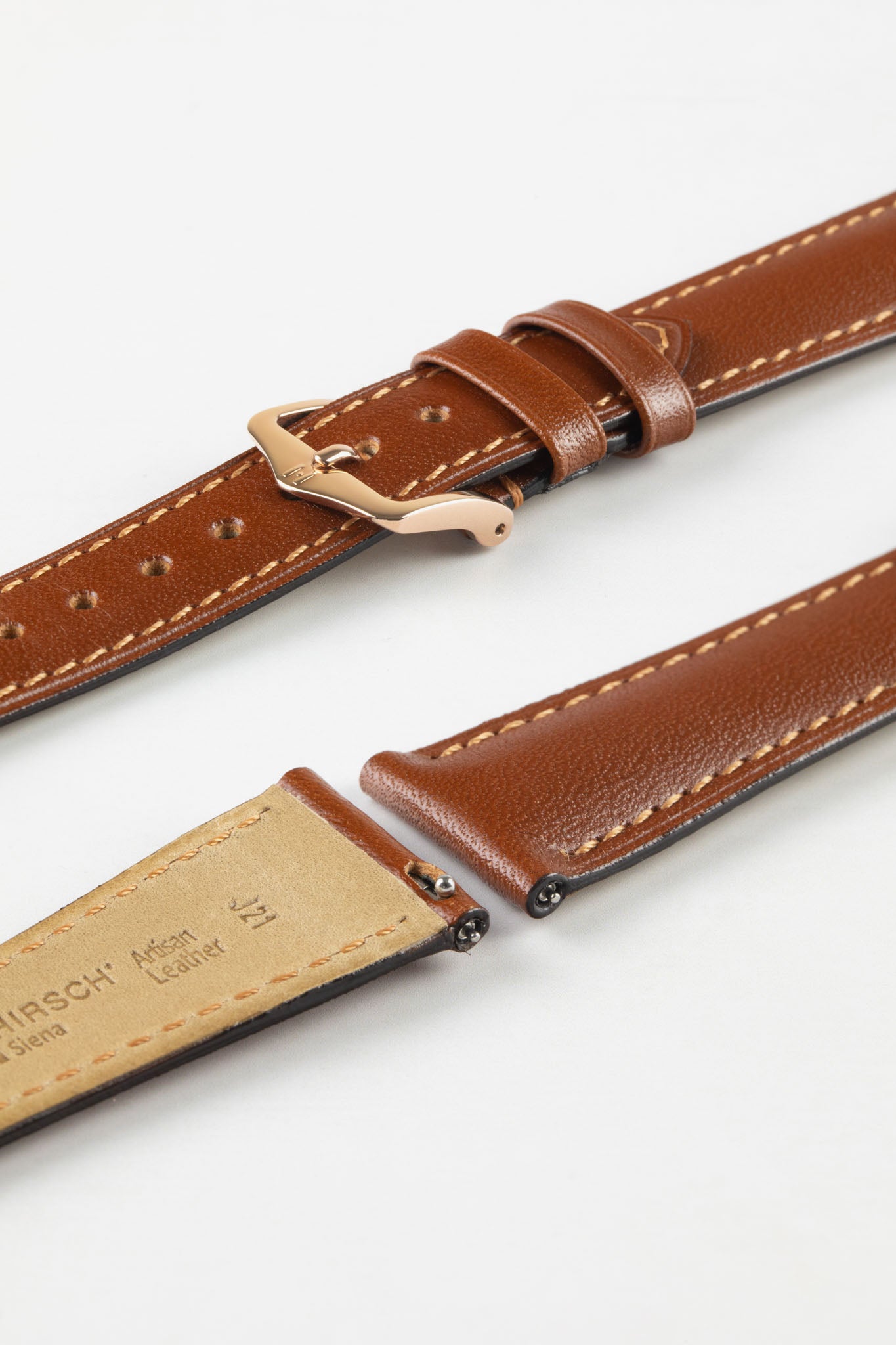 Hirsch SIENA Tuscan Leather Watch Strap in GOLD BROWN