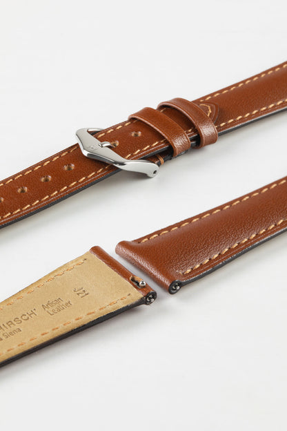 Hirsch SIENA Tuscan Leather Watch Strap in GOLD BROWN