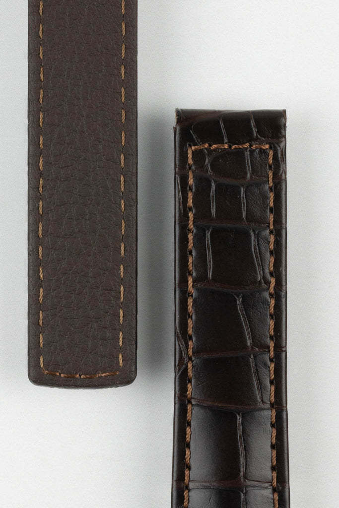 dark brown leather watch strap