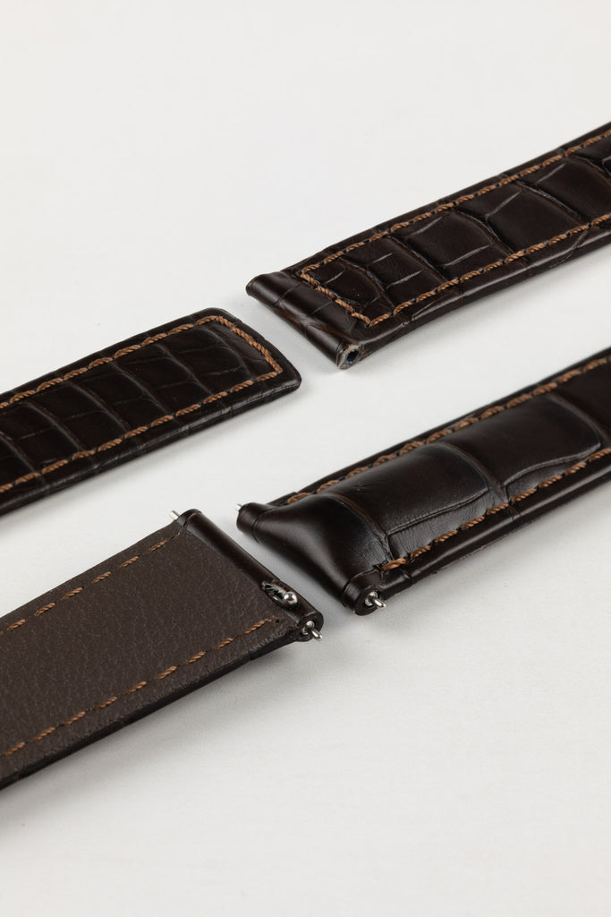 dark brown leather watch strap