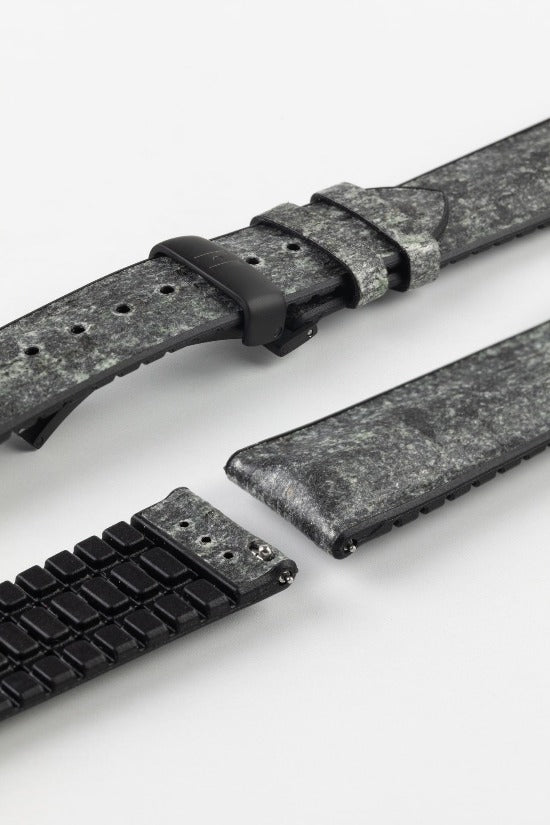 Hirsch STONE Split Shale Rock Effect Performance Watch Strap in Grey/Black