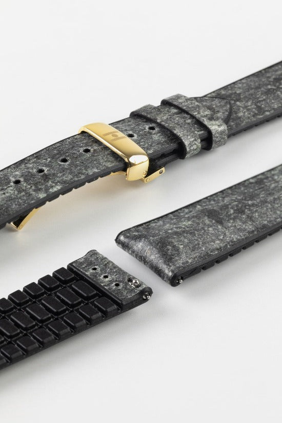 Hirsch STONE Split Shale Rock Effect Performance Watch Strap in Grey/Black