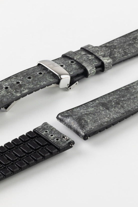 Hirsch STONE Split Shale Rock Effect Performance Watch Strap in Grey/Black