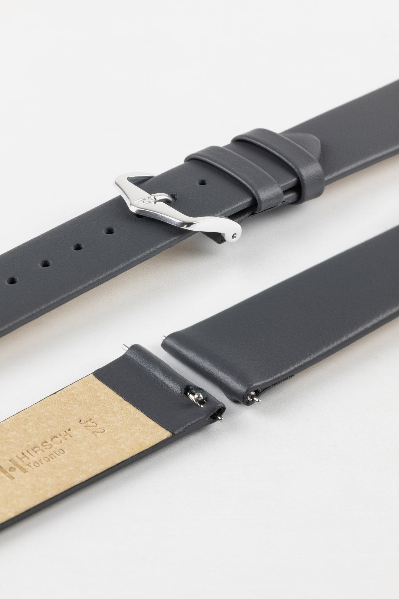 Hirsch TORONTO Quick-Release Fine-Grained Leather Watch Strap in GREY