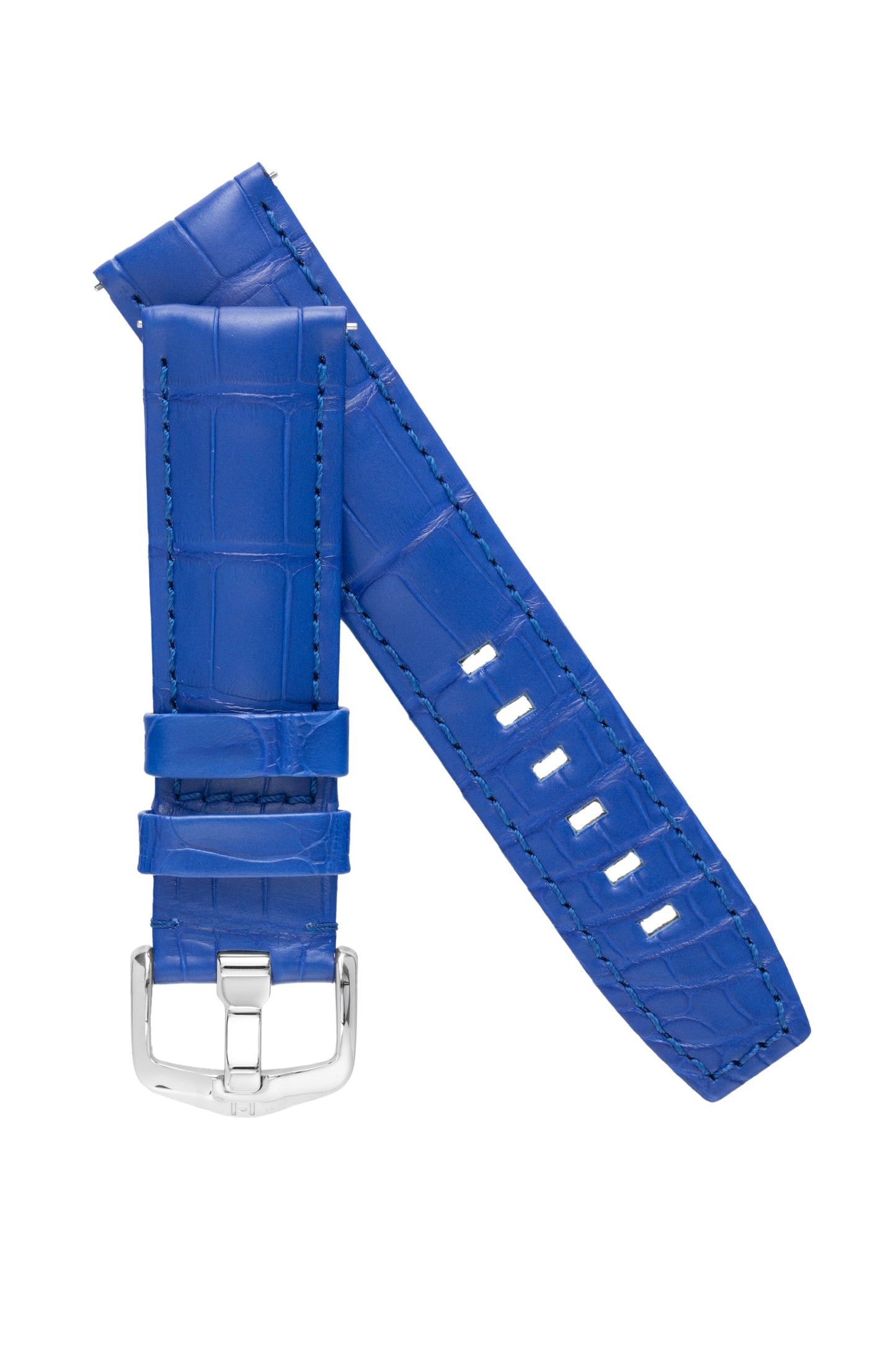 Hirsch TRITONE Padded Alligator Leather Watch Strap in ROYAL BLUE