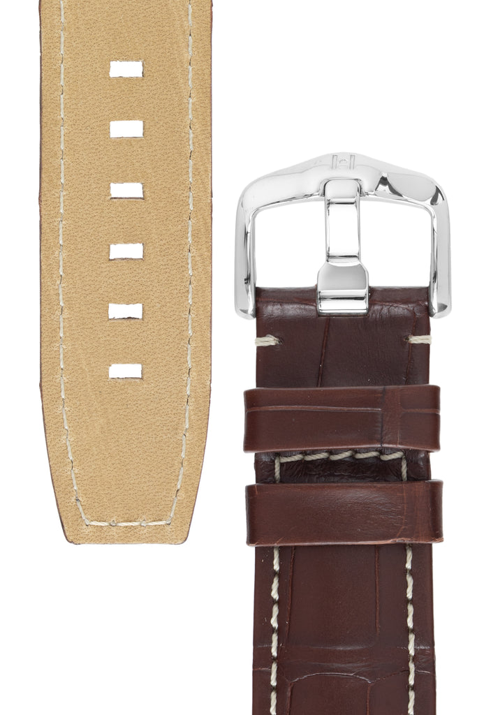 Padded Brown Leather Watch Strap - Buckle