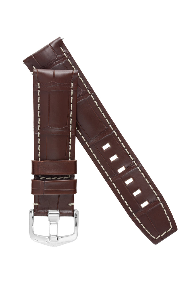 Hirsch Tritone Padded Brown Leather Watch Strap