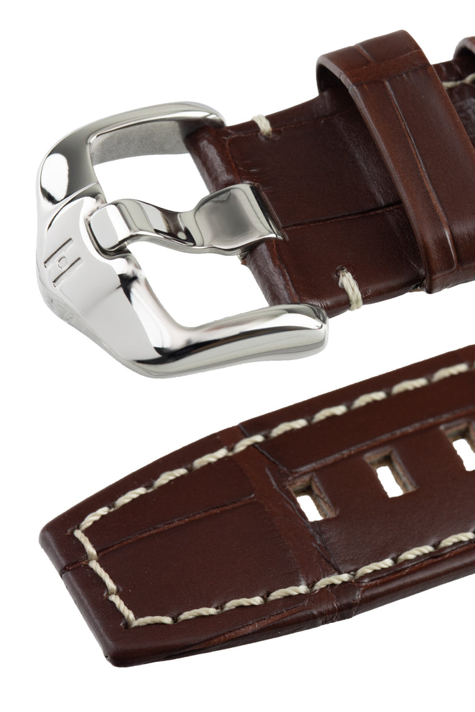 Hirsch Tritone Padded Brown Leather Watch Strap