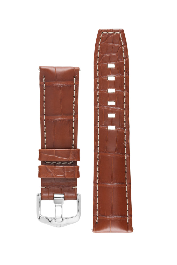 padded brown leather watch strap