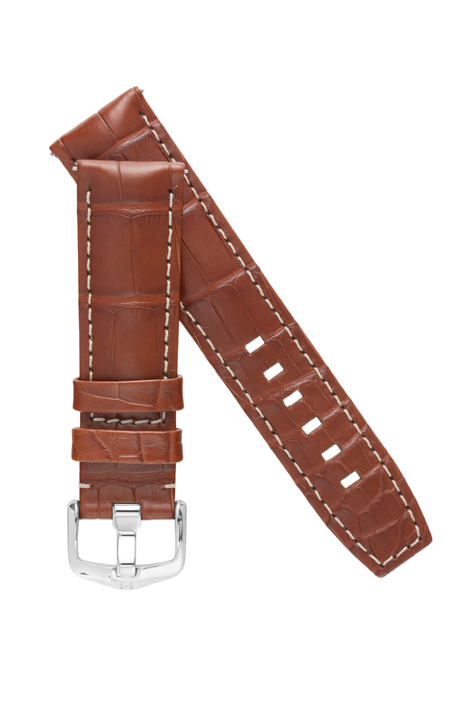 padded brown leather watch strap