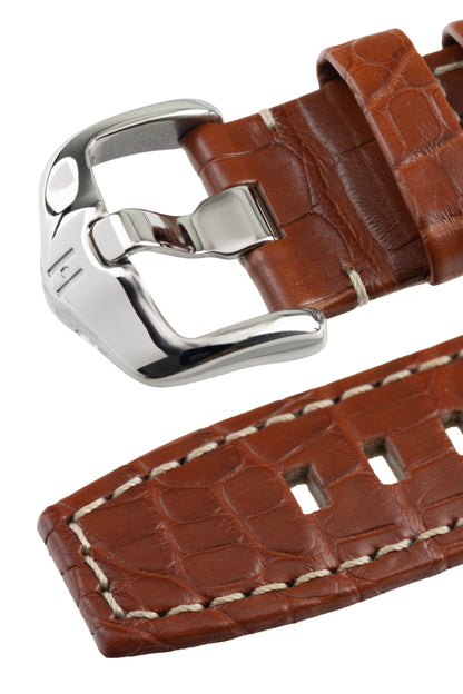 padded brown leather watch strap (buckle)