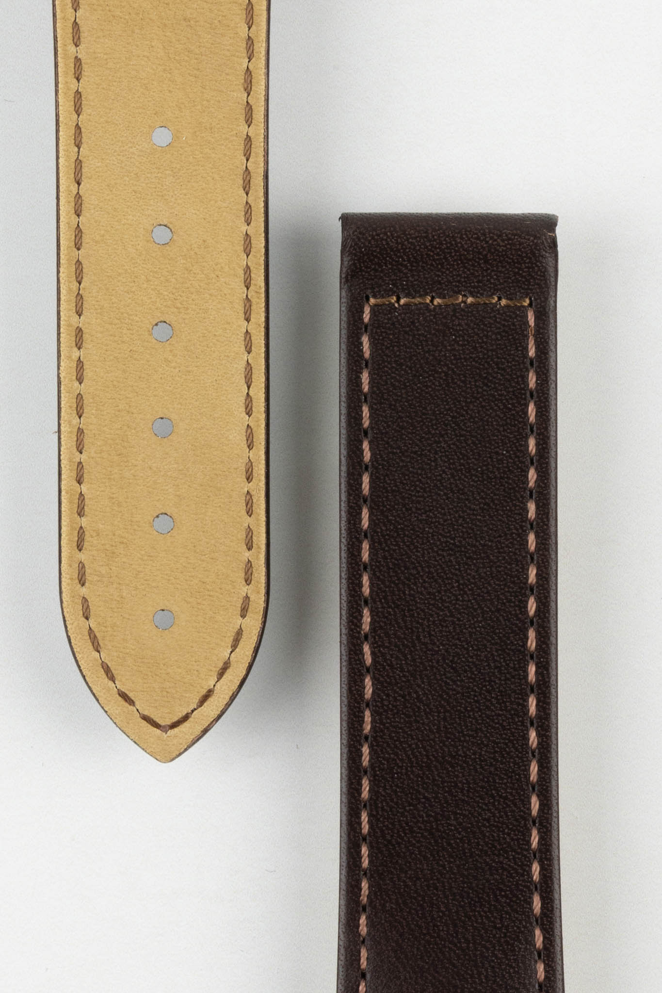 Hirsch VOYAGER Calfskin Deployment Watch Strap in BROWN/BROWN