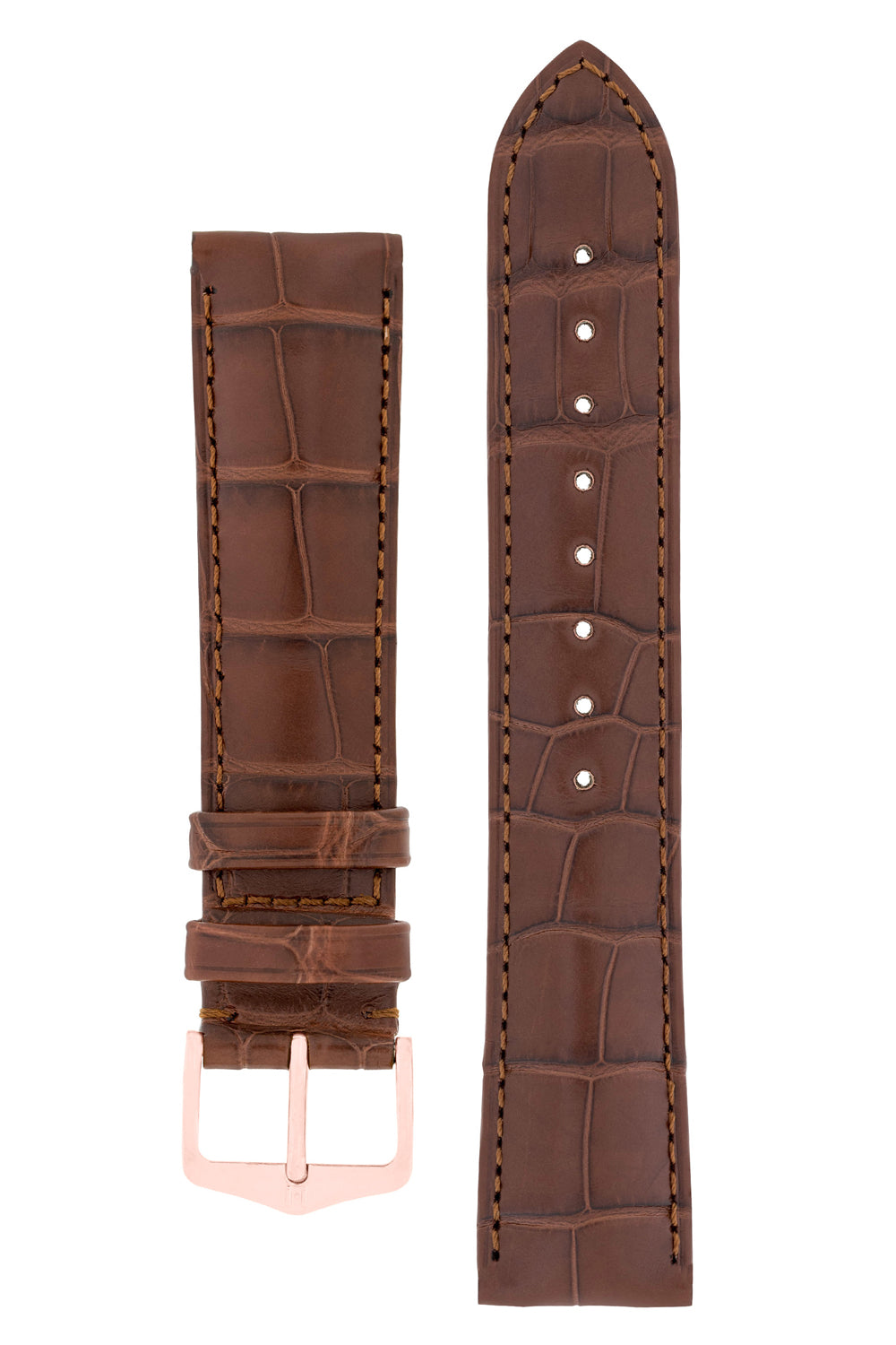 Hirsch EARL Genuine Alligator Watch Strap in BROWN