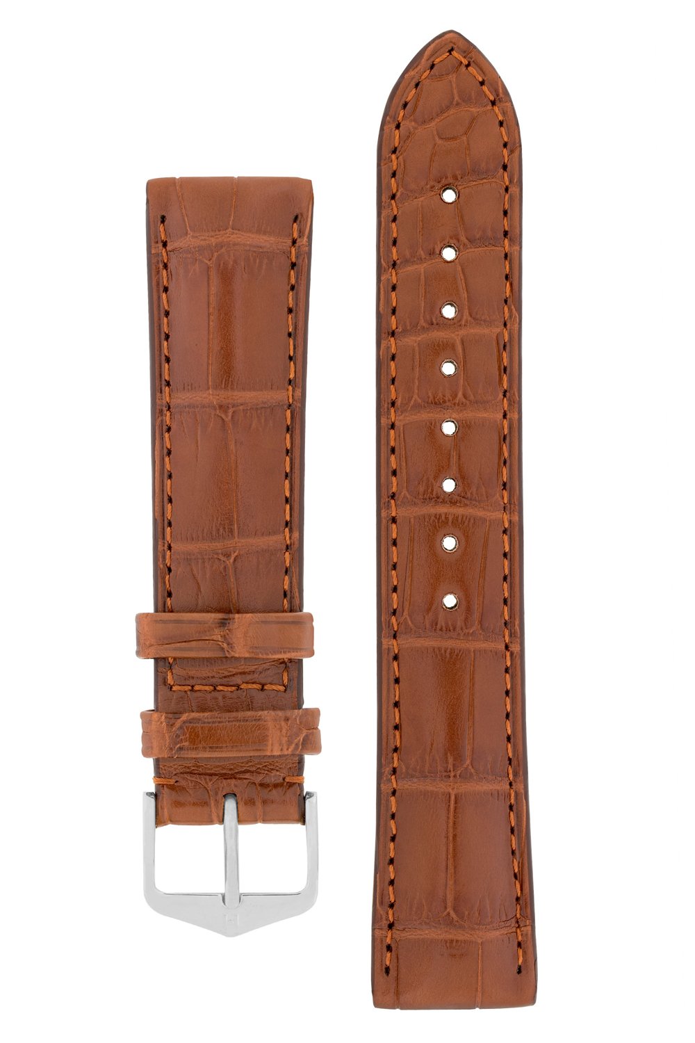 Hirsch EARL Genuine Alligator Watch Strap in GOLD BROWN