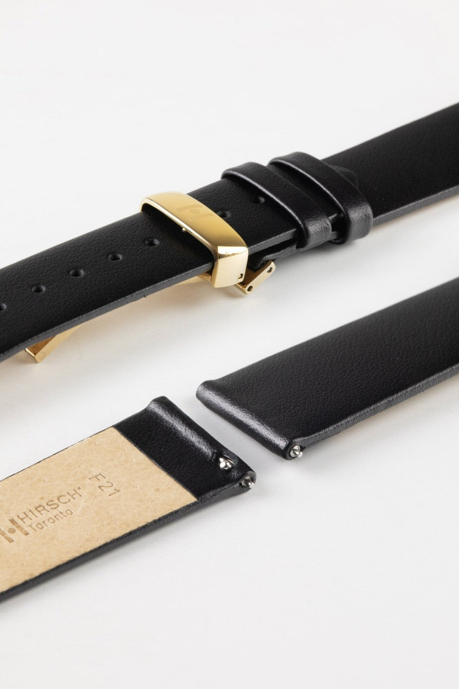 Hirsch TORONTO Quick Release Fine-Grained Leather Watch Strap in Black