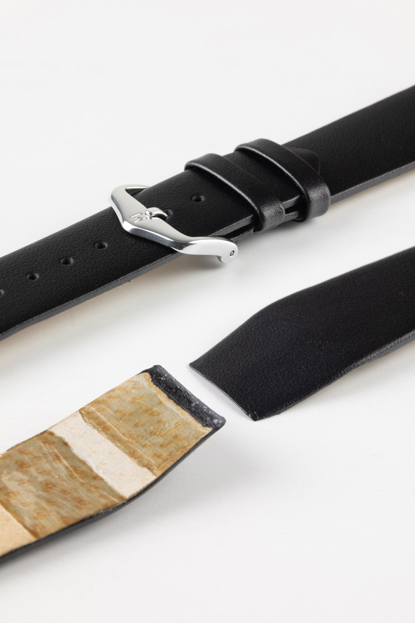 Hirsch TORONTO Fine-Grained Open-Ended Leather Watch Strap in BLACK