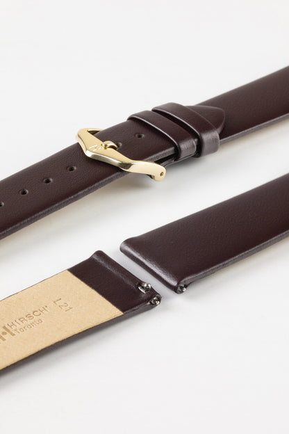 Hirsch TORONTO Quick-Release Fine-Grained Leather Watch Strap in BROWN