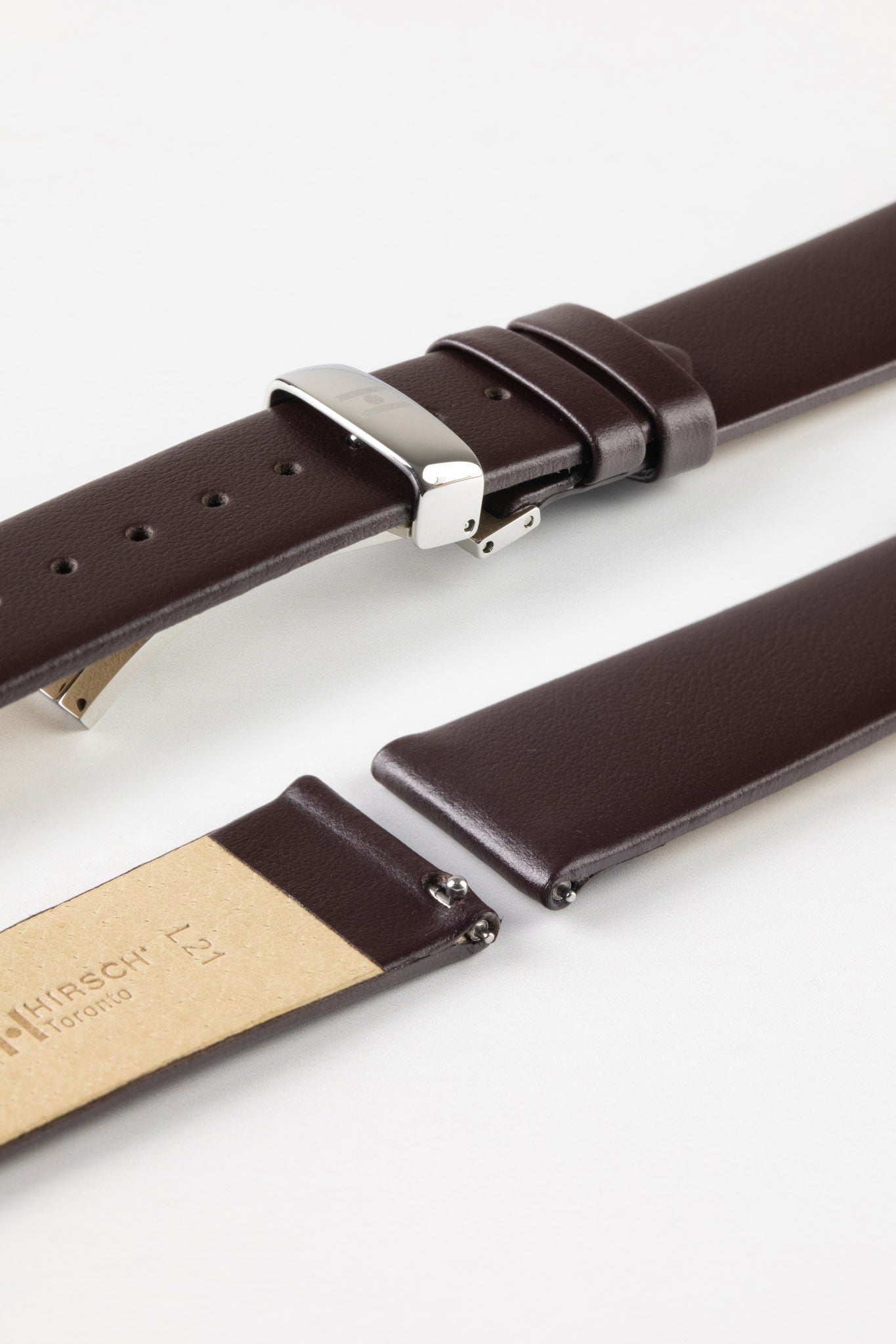 Hirsch TORONTO Quick-Release Fine-Grained Leather Watch Strap in BROWN