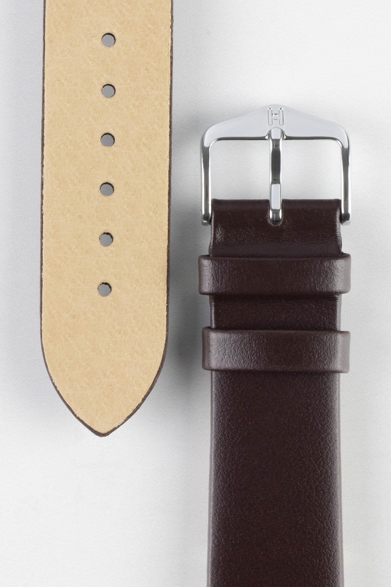 Hirsch TORONTO Fine-Grained Open-Ended Leather Watch Strap in BROWN