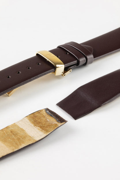 Hirsch TORONTO Fine-Grained Open-Ended Leather Watch Strap in BROWN