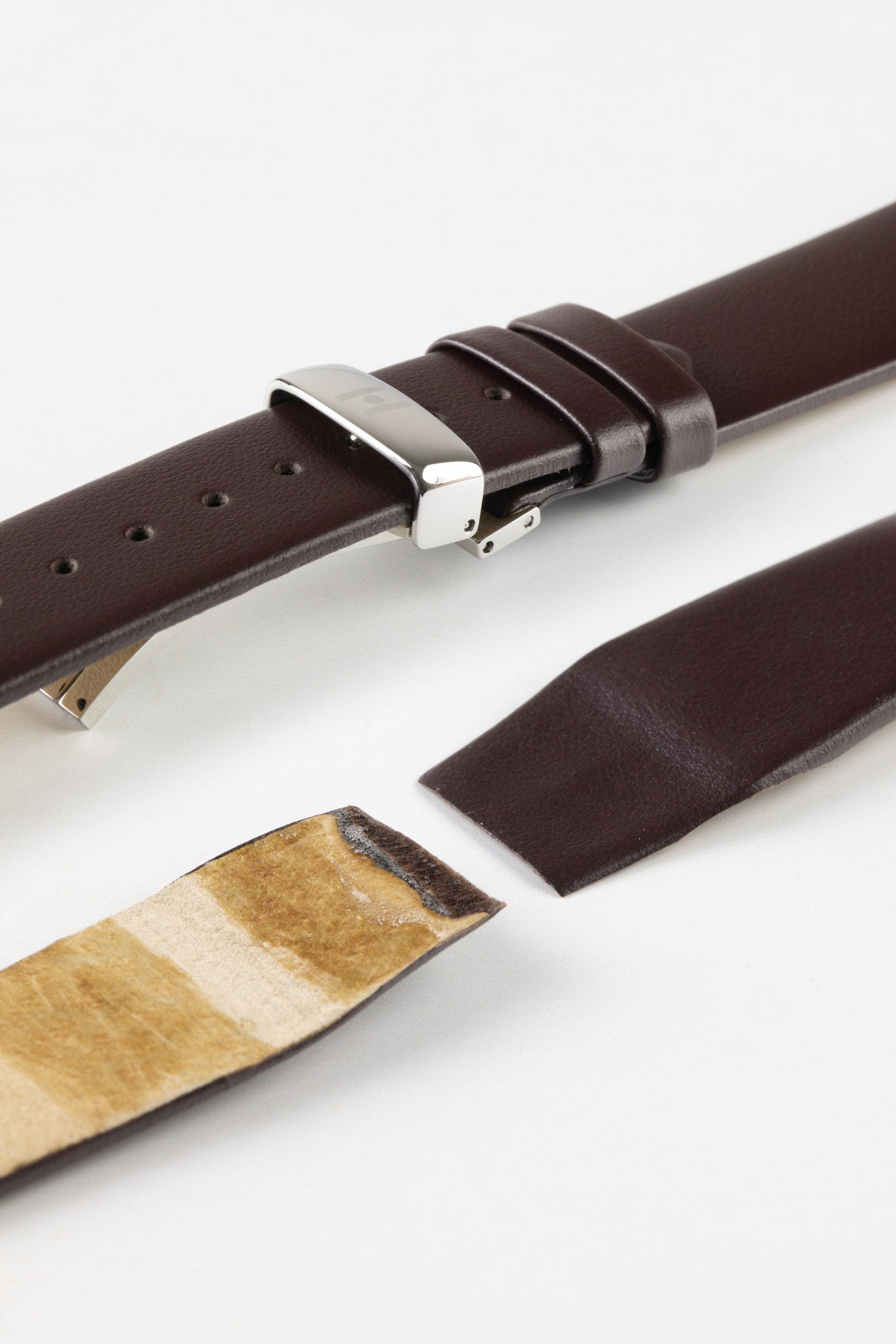 Hirsch TORONTO Fine-Grained Open-Ended Leather Watch Strap in BROWN