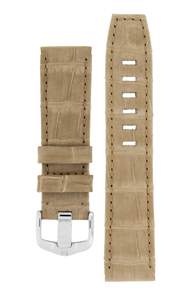 Hirsch Tritone | Nubuck Alligator Beige Leather Watch Strap | HS