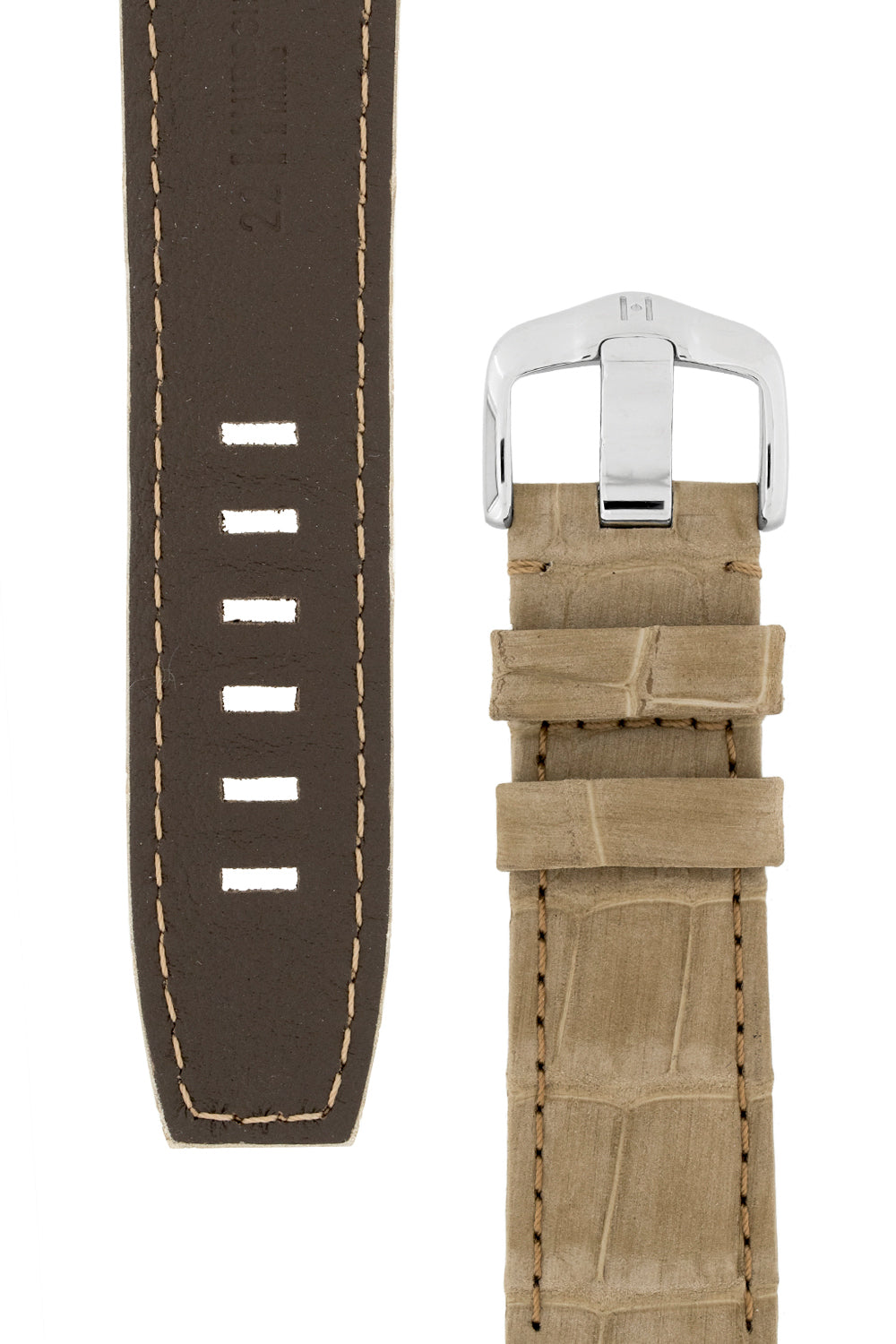 Hirsch Tritone | Nubuck Alligator Beige Leather Watch Strap | HS