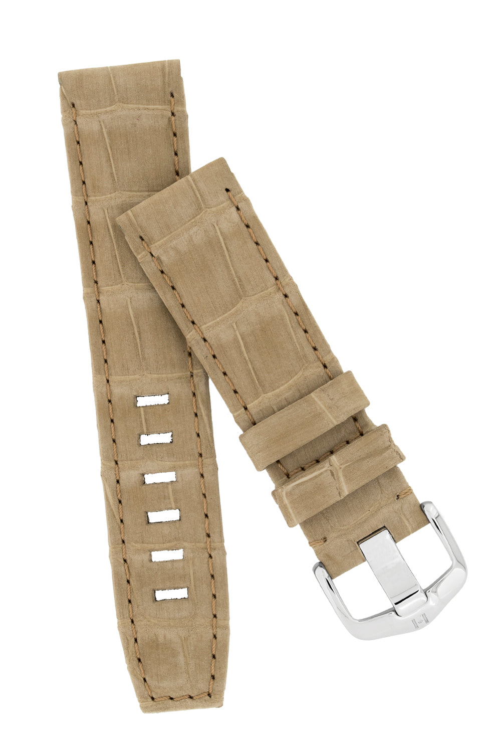 Hirsch Tritone | Nubuck Alligator Beige Leather Watch Strap | HS