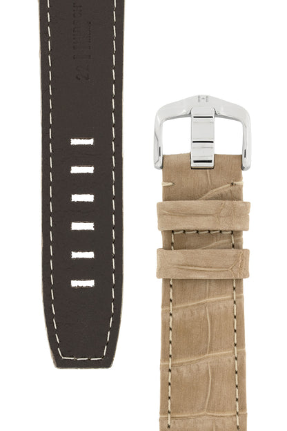 Hirsch Tritone | Beige & White Chunky Leather Watch Straps |HS