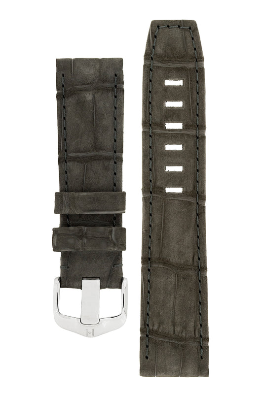 Hirsch Tritone | Nubuck Black Alligator Leather Watch Strap | HS