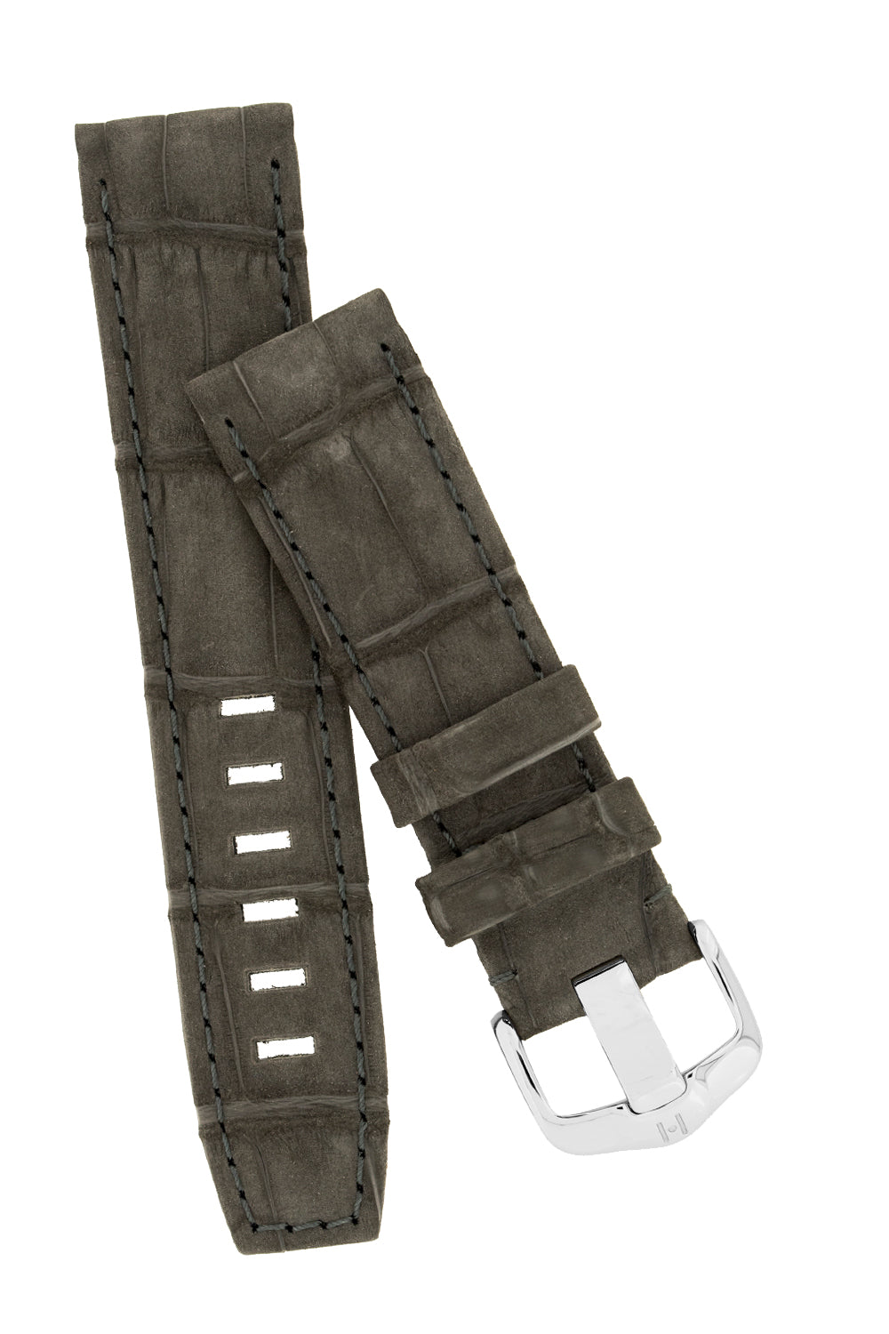 Hirsch Tritone | Nubuck Black Alligator Leather Watch Strap | HS