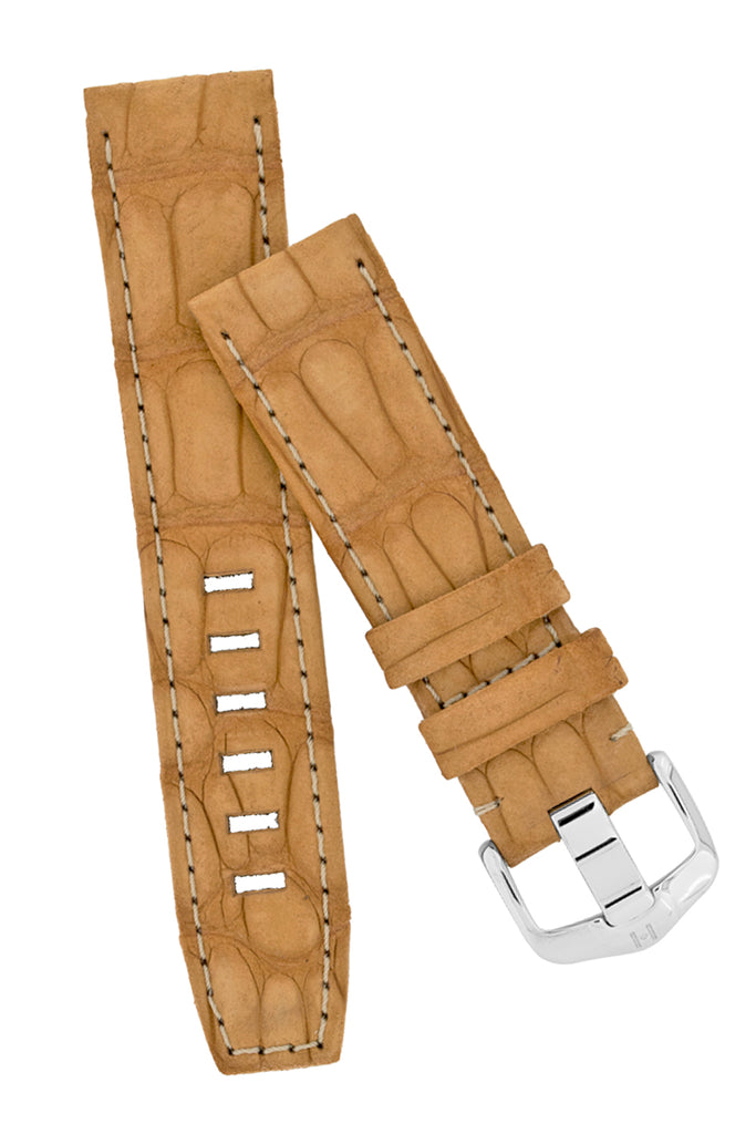 Hirsch Tritone | Gold Brown Nubuck Leather Watch Strap | HS