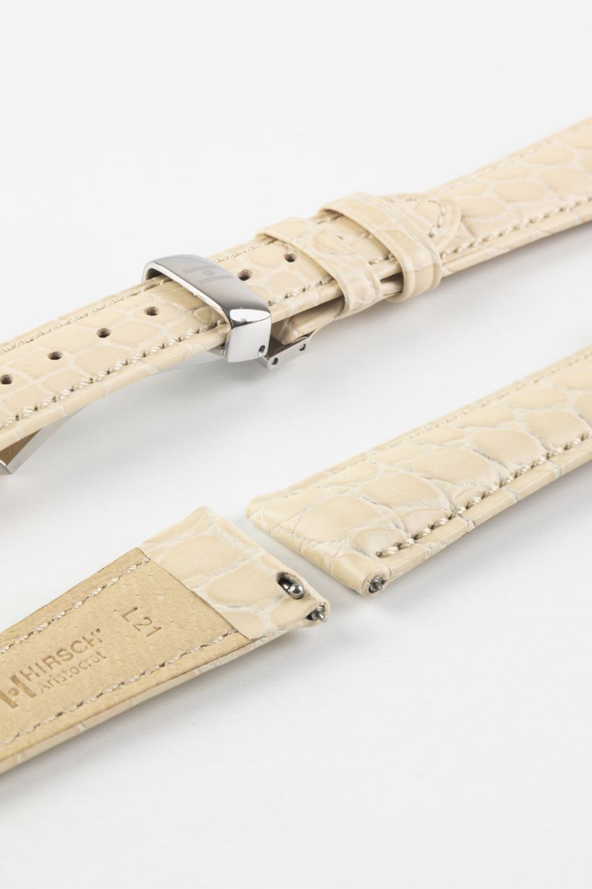 beige leather watch strap