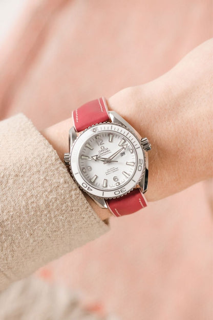 pink leather watch band 